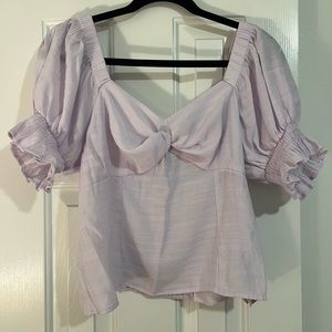 Nine West Light Purple Top with Puff Sleeves and Ruched Bust